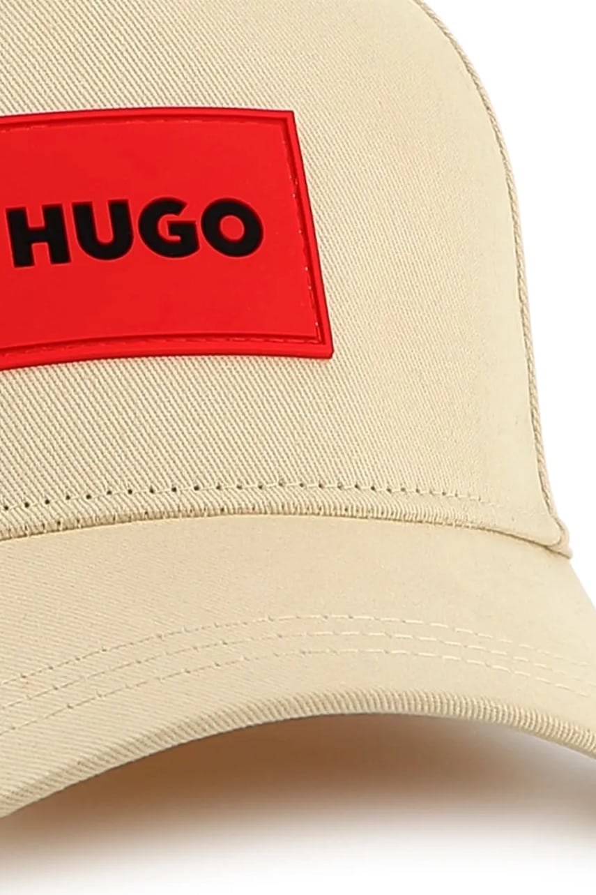 Дитяча бавовняна кепка HUGO колір бежевий однотонна G00313 Дитяча бавовняна кепка HUGO колір бежевий однотонна G00313