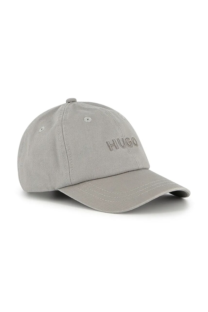 Levně Dětská bavlněná kšiltovka HUGO šedá barva, G00320