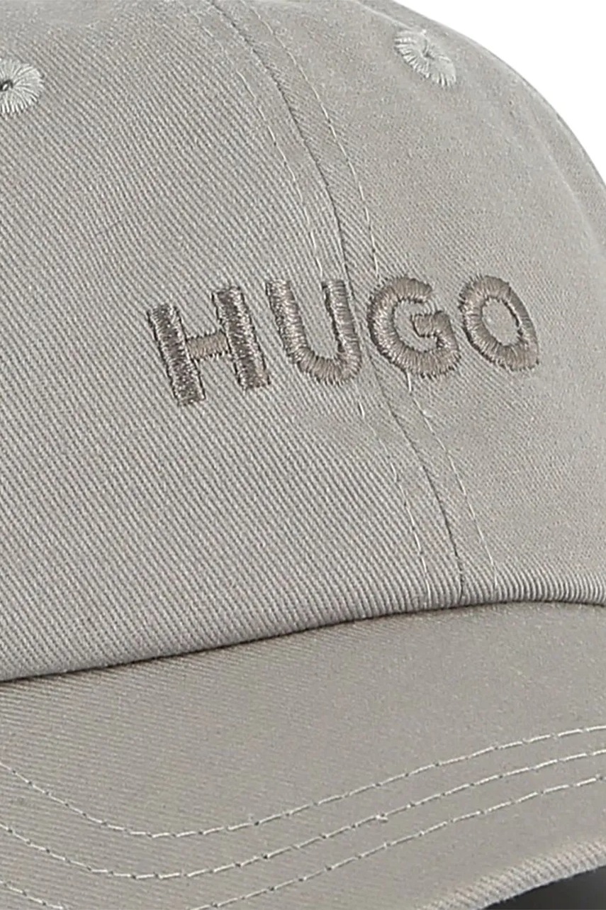 Дитяча бавовняна кепка HUGO колір сірий однотонна G00320