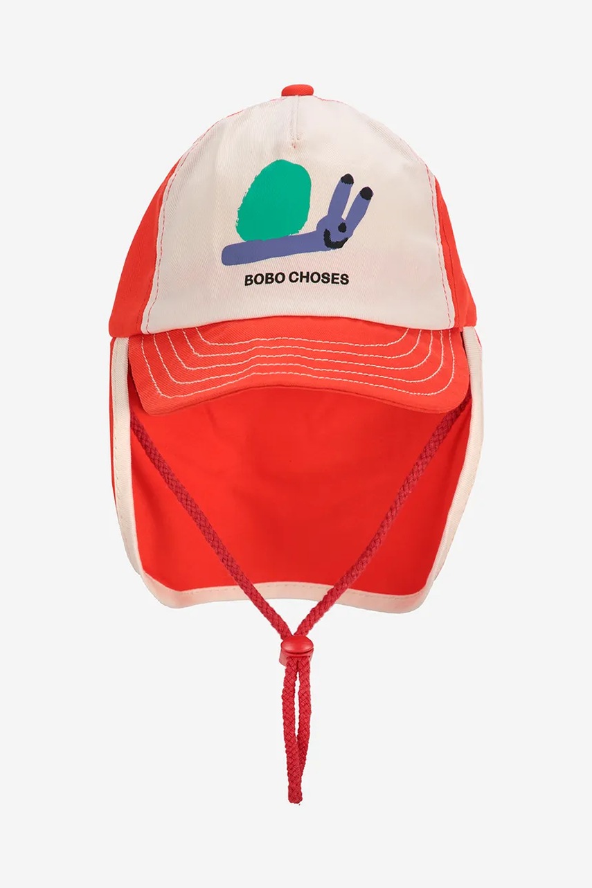 Детская хлопковая кепка Bobo Choses Funny Snail цвет красный из тонкого трикотажа хлопковая 125AH007