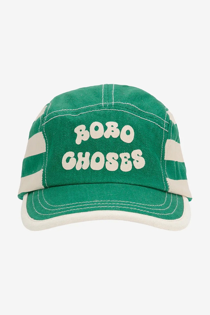 Детская хлопковая кепка Bobo Choses цвет зелёный с принтом 125AI024