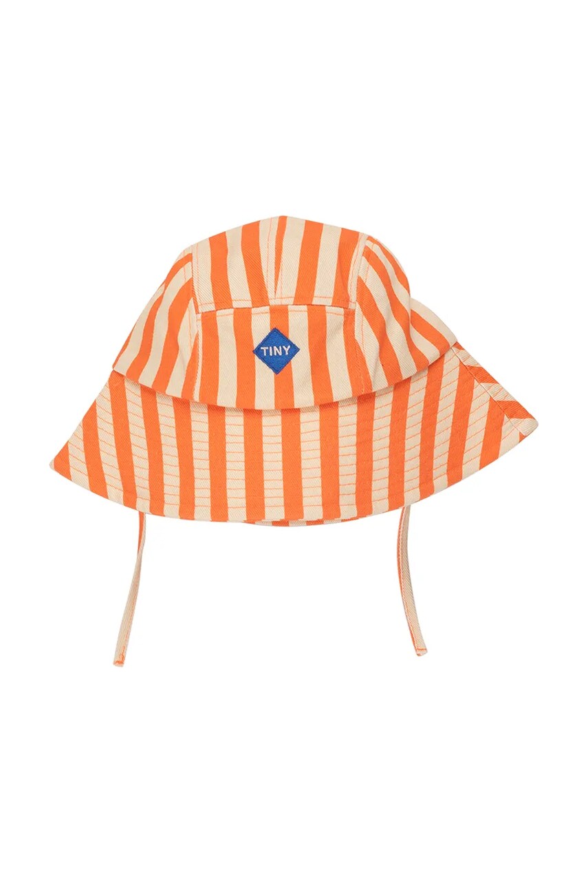 Levně Dětský bavlněný klobouk Tinycottons STRIPES BUCKET HAT oranžová barva, SS25-422
