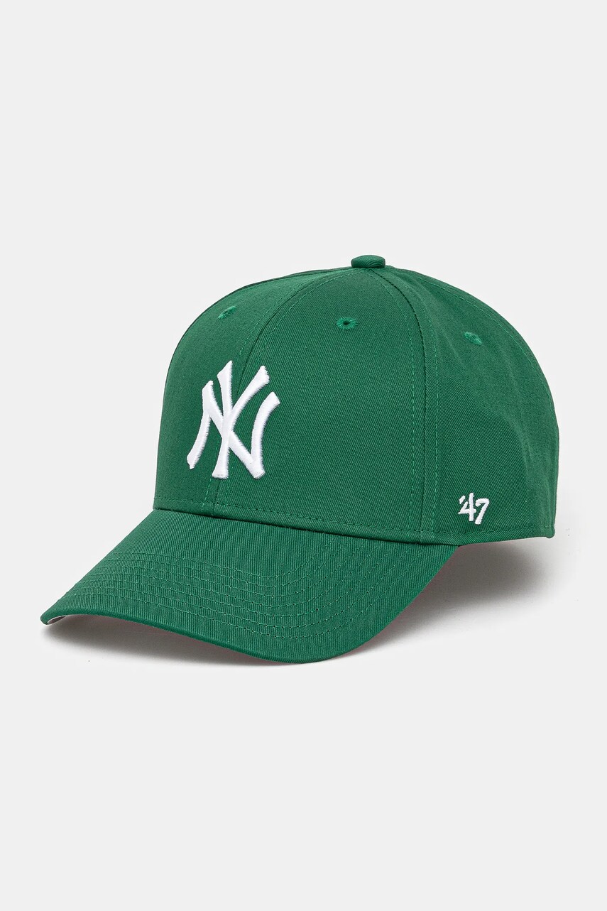 47 brand șapcă de baseball din bumbac MLB New York Yankees culoarea verde, cu imprimeu, B-RAC17CTP-KY-KIDS