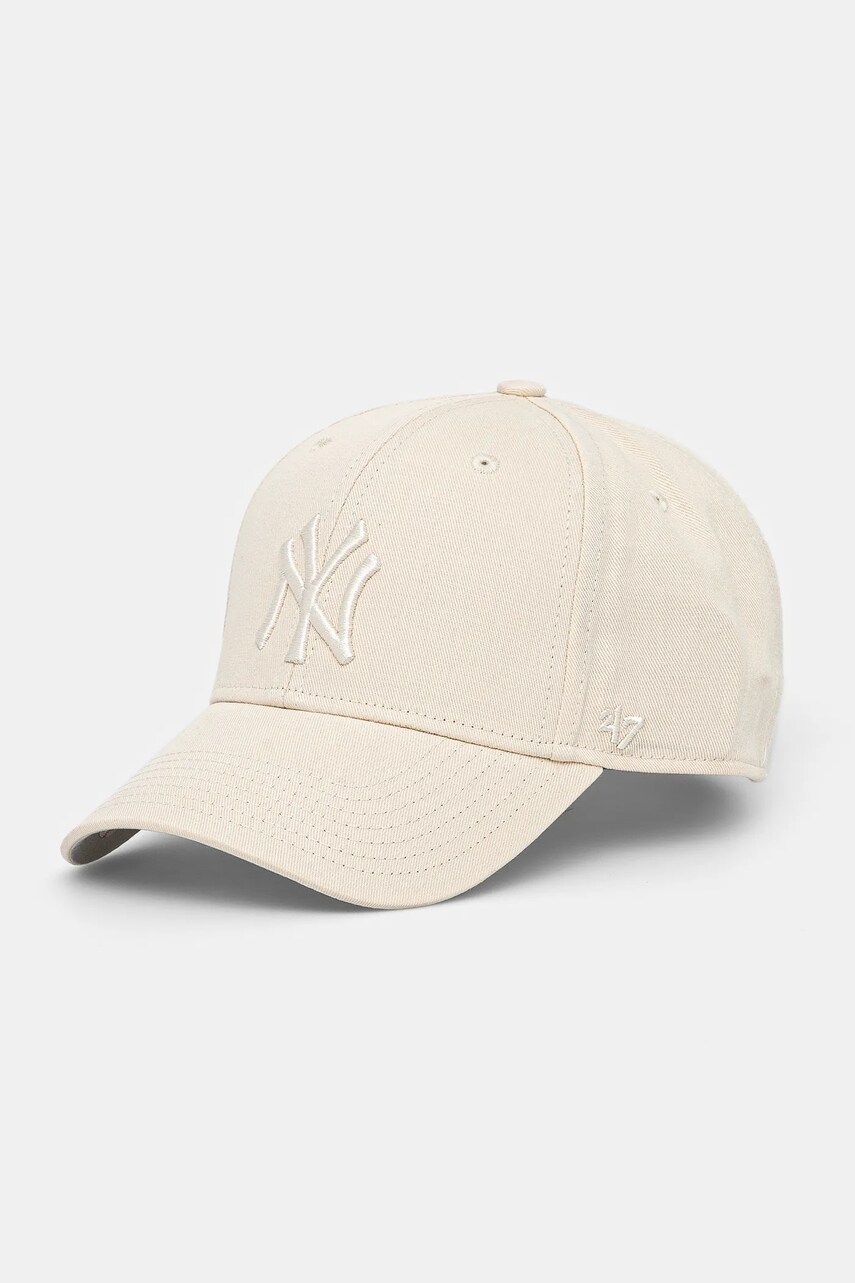 47 brand șapcă din bumbac pentru copii MLB New York Yankees culoarea bej, cu imprimeu, B-RAC17CTP-NTA-KIDS