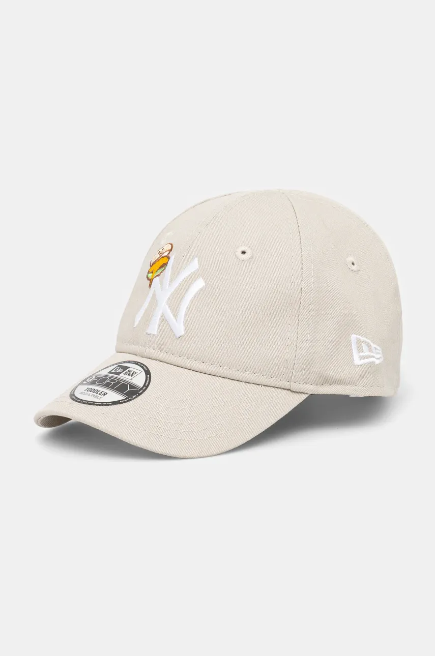 New Era șapcă din bumbac pentru copii NEW YORK YANKEES culoarea bej, cu imprimeu, 60595414