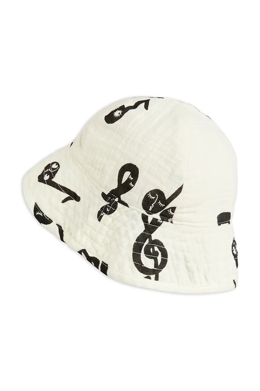 Детская хлопковая шляпа Mini Rodini Note цвет белый хлопковая 2526511110