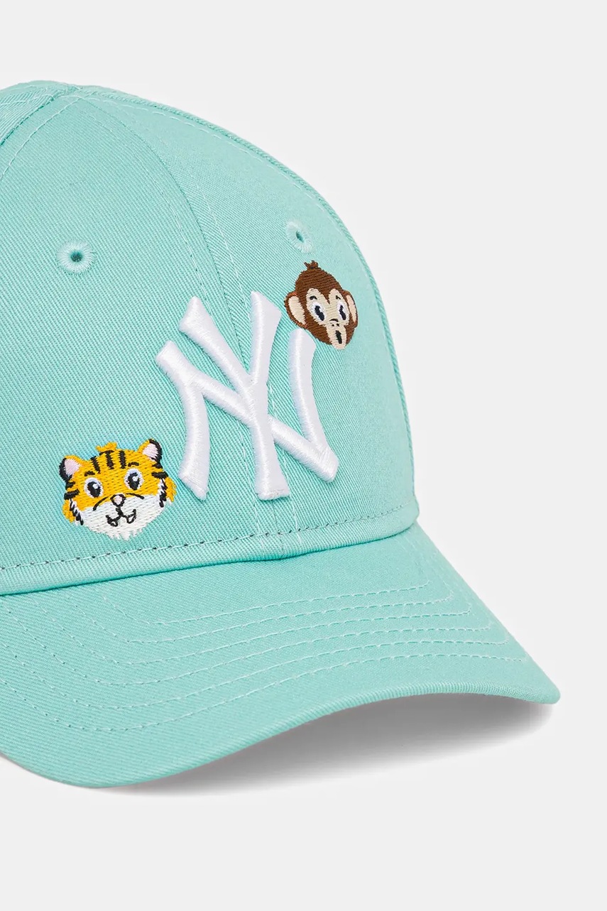 Детская хлопковая кепка New Era NEW YORK YANKEES цвет бирюзовый с аппликацией 60667517