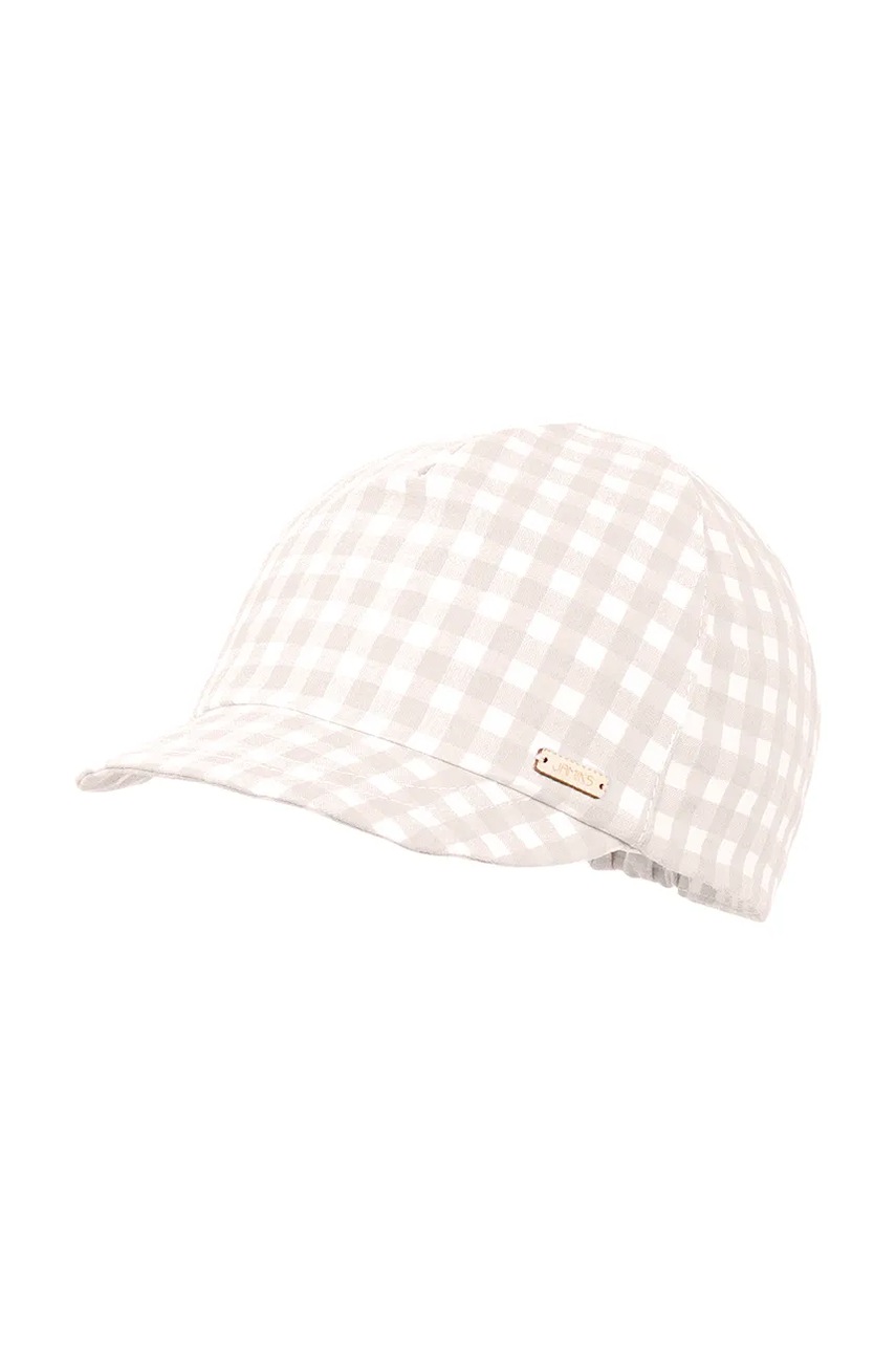 Дитяча лляна кепка Jamiks ASLAN колір бежевий візерунок JLH064