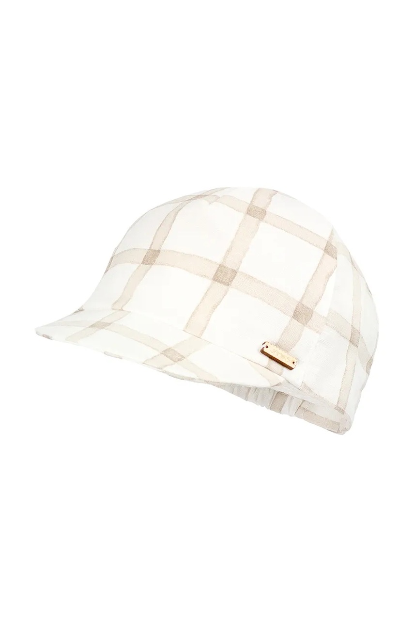 Детская льняная кепка Jamiks RAMSEY цвет бежевый узор JLH128