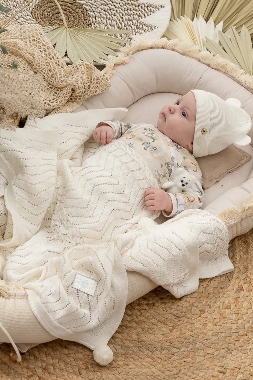 Jamiks caciula bebe TED culoarea bej, din tesatura neteda, JWH207