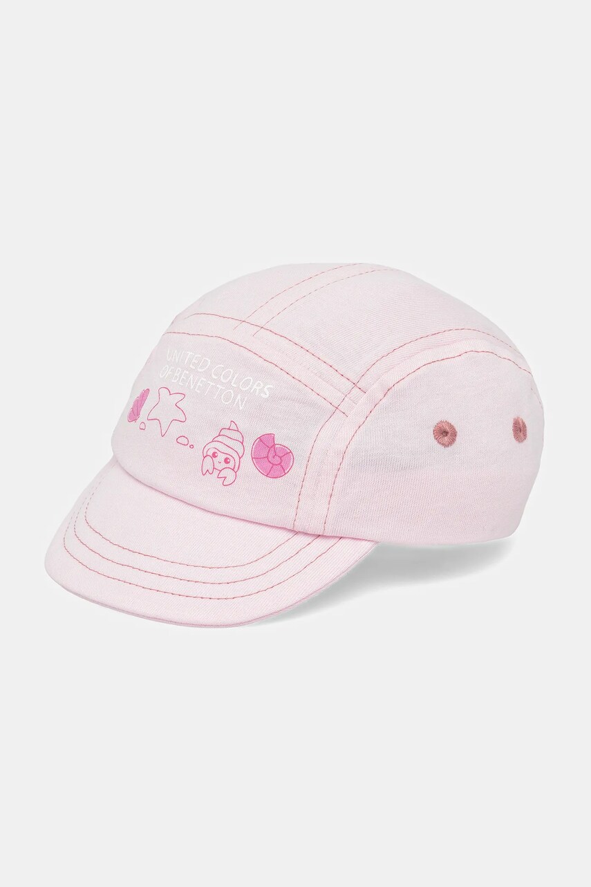 United Colors of Benetton șapcă din bumbac pentru copii culoarea roz, cu imprimeu, 69G7AA00X