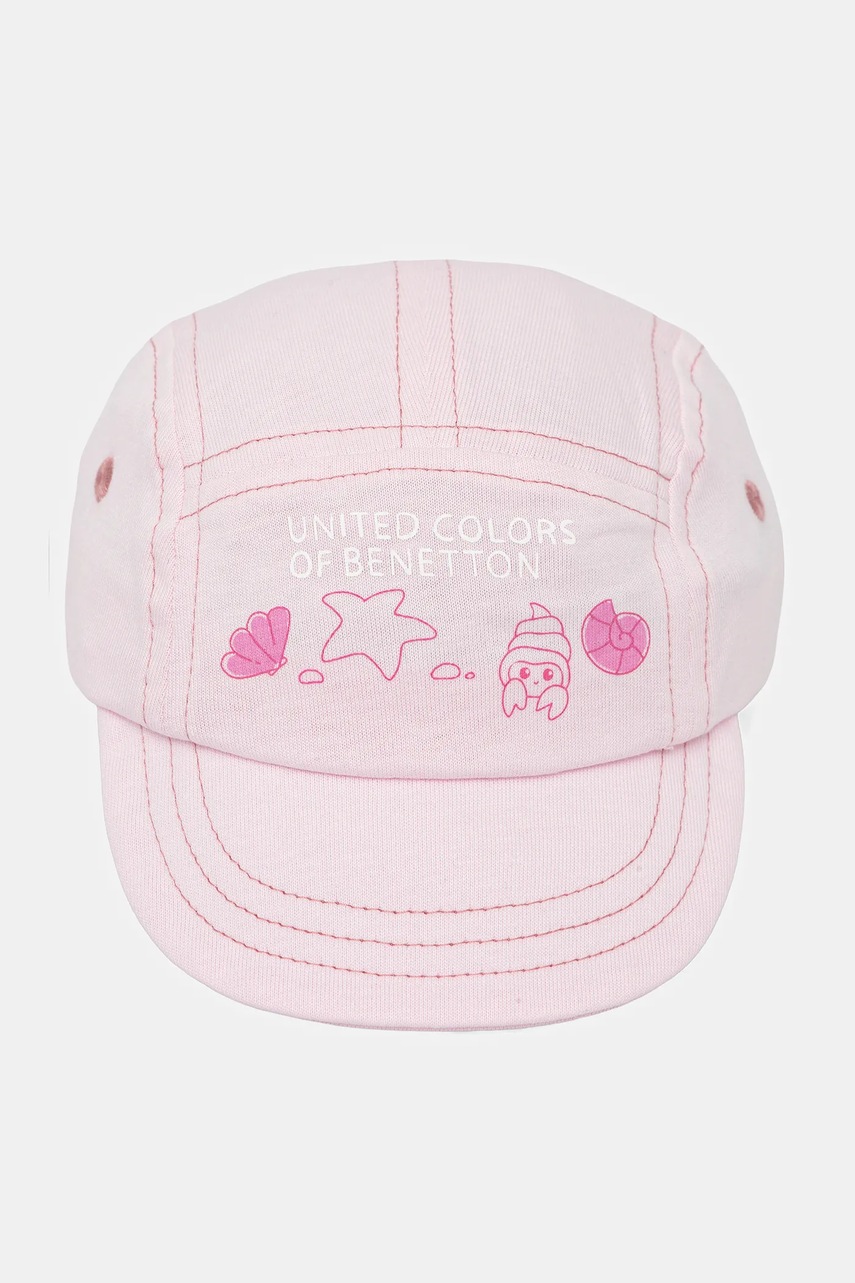 Детская хлопковая кепка United Colors of Benetton цвет розовый с принтом 69G7AA00X