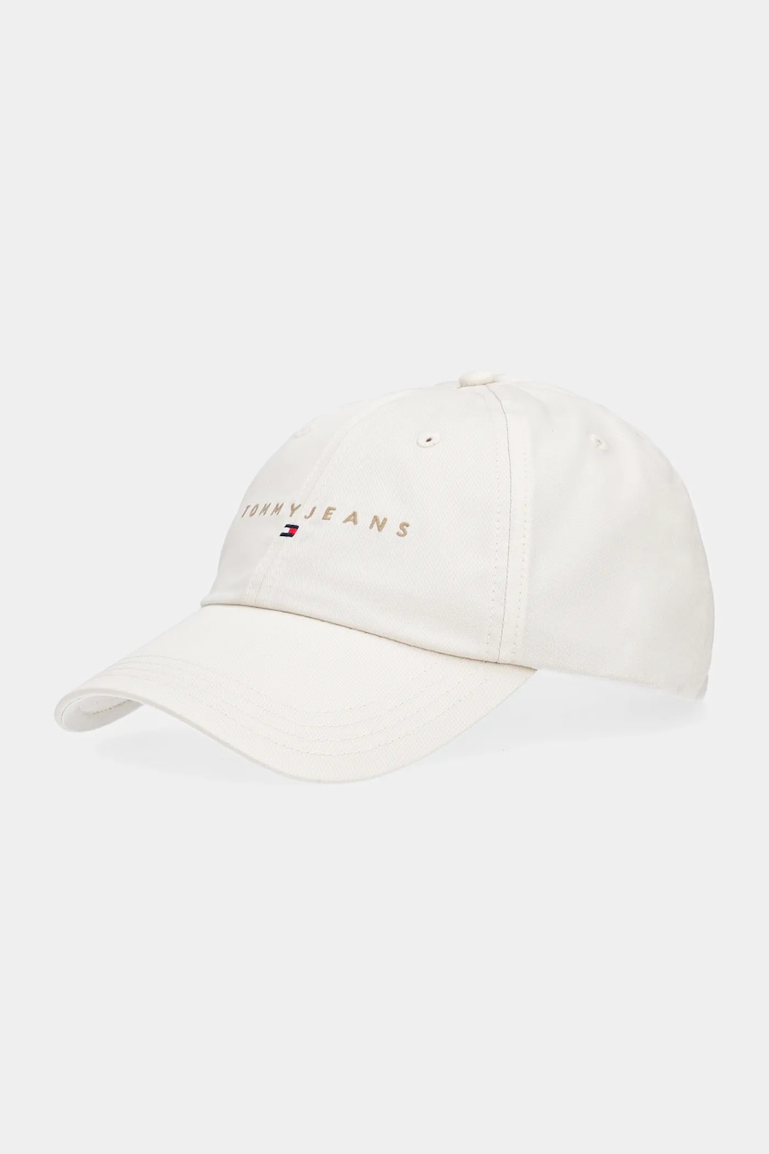 Tommy Jeans șapcă de baseball din bumbac 0 culoarea maro, cu imprimeu, AM0AM12958