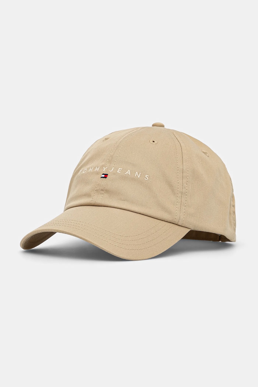 Tommy Jeans șapcă de baseball din bumbac 0 culoarea bej, cu imprimeu, AM0AM12958 Tommy Jeans șapcă de baseball din bumbac 0 culoarea bej, cu imprimeu, AM0AM12958