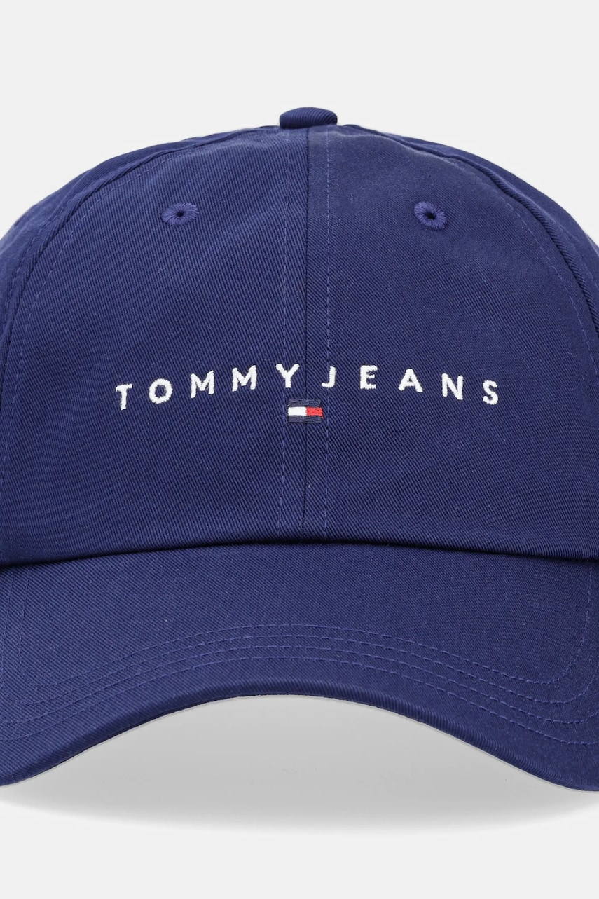 Хлопковая кепка Tommy Jeans 0 цвет синий с аппликацией AM0AM12958 Хлопковая кепка Tommy Jeans 0 цвет синий с аппликацией AM0AM12958