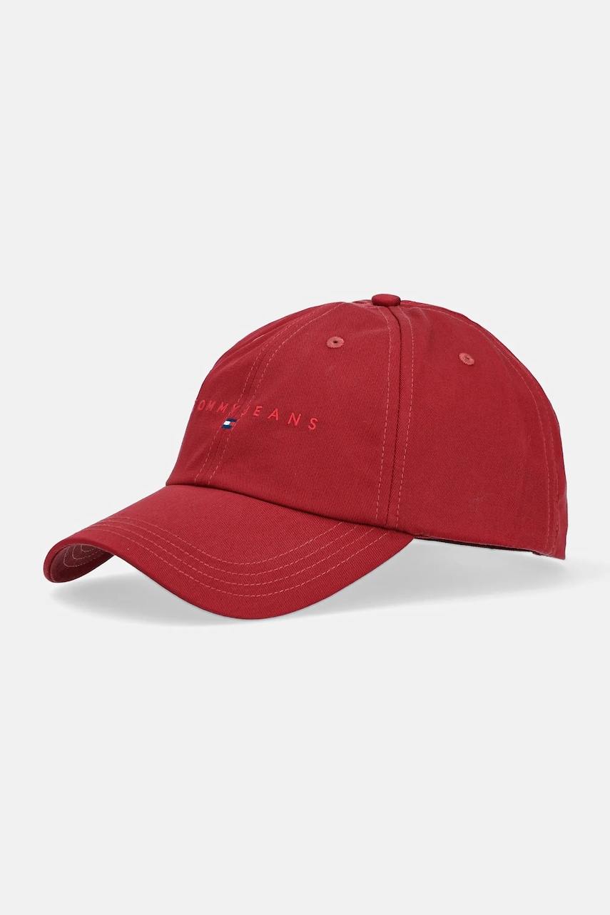 Tommy Jeans șapcă de baseball din bumbac 0 culoarea bordo, cu imprimeu, AM0AM12958 Tommy Jeans șapcă de baseball din bumbac 0 culoarea bordo, cu imprimeu, AM0AM12958
