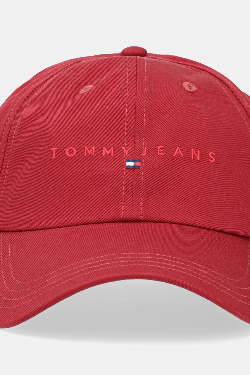 Хлопковая кепка Tommy Jeans 0 цвет бордовый с аппликацией AM0AM12958 Хлопковая кепка Tommy Jeans 0 цвет бордовый с аппликацией AM0AM12958