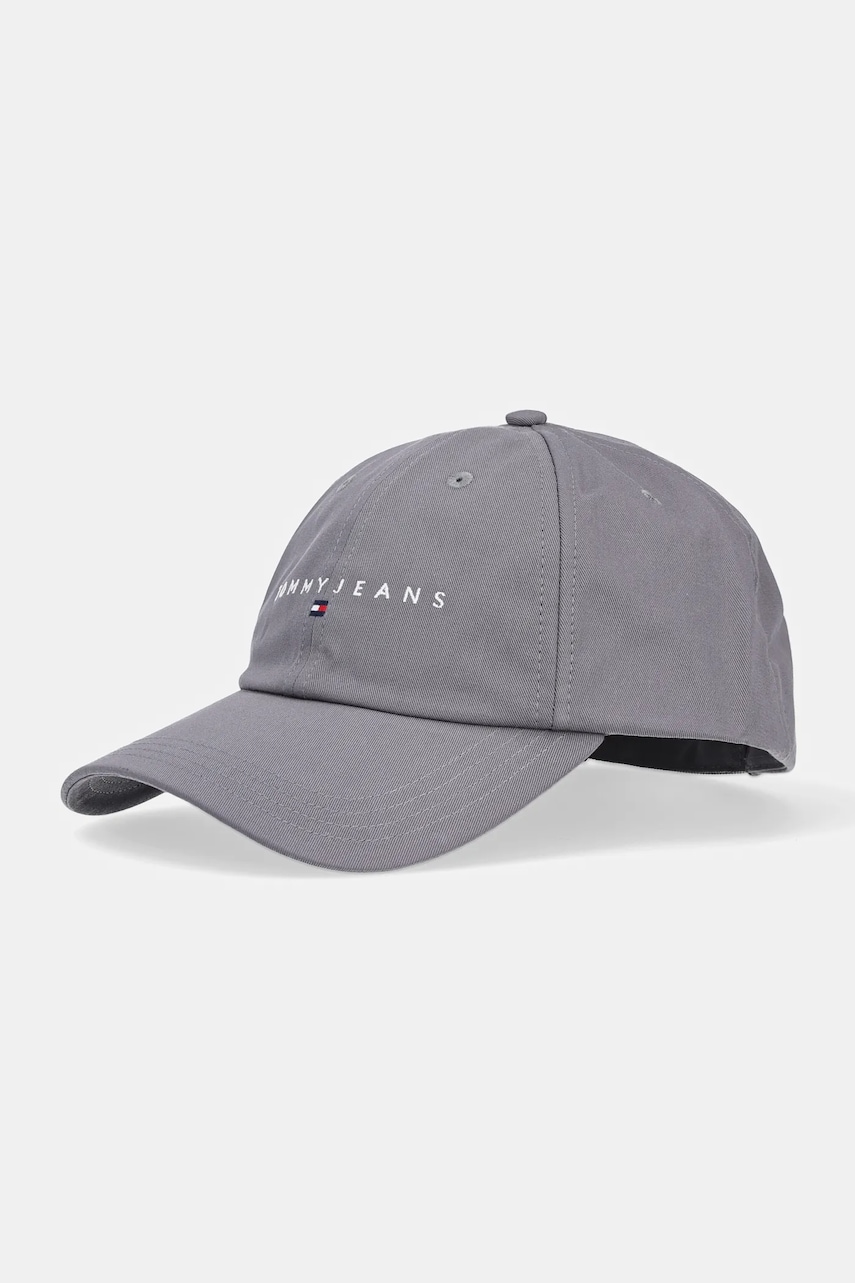 Tommy Jeans șapcă de baseball din bumbac 0 culoarea gri, cu imprimeu, AM0AM12958 Tommy Jeans șapcă de baseball din bumbac 0 culoarea gri, cu imprimeu, AM0AM12958