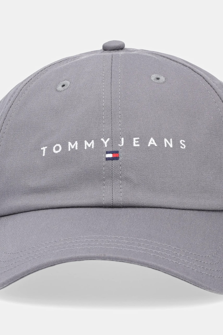 Хлопковая кепка Tommy Jeans 0 цвет серый с аппликацией AM0AM12958 Хлопковая кепка Tommy Jeans 0 цвет серый с аппликацией AM0AM12958