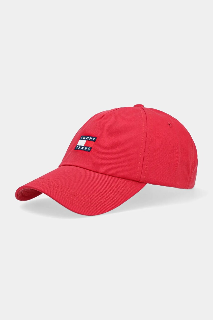 Tommy Jeans sapca de baseball din bumbac culoarea maro, cu imprimeu, AM0AM12933