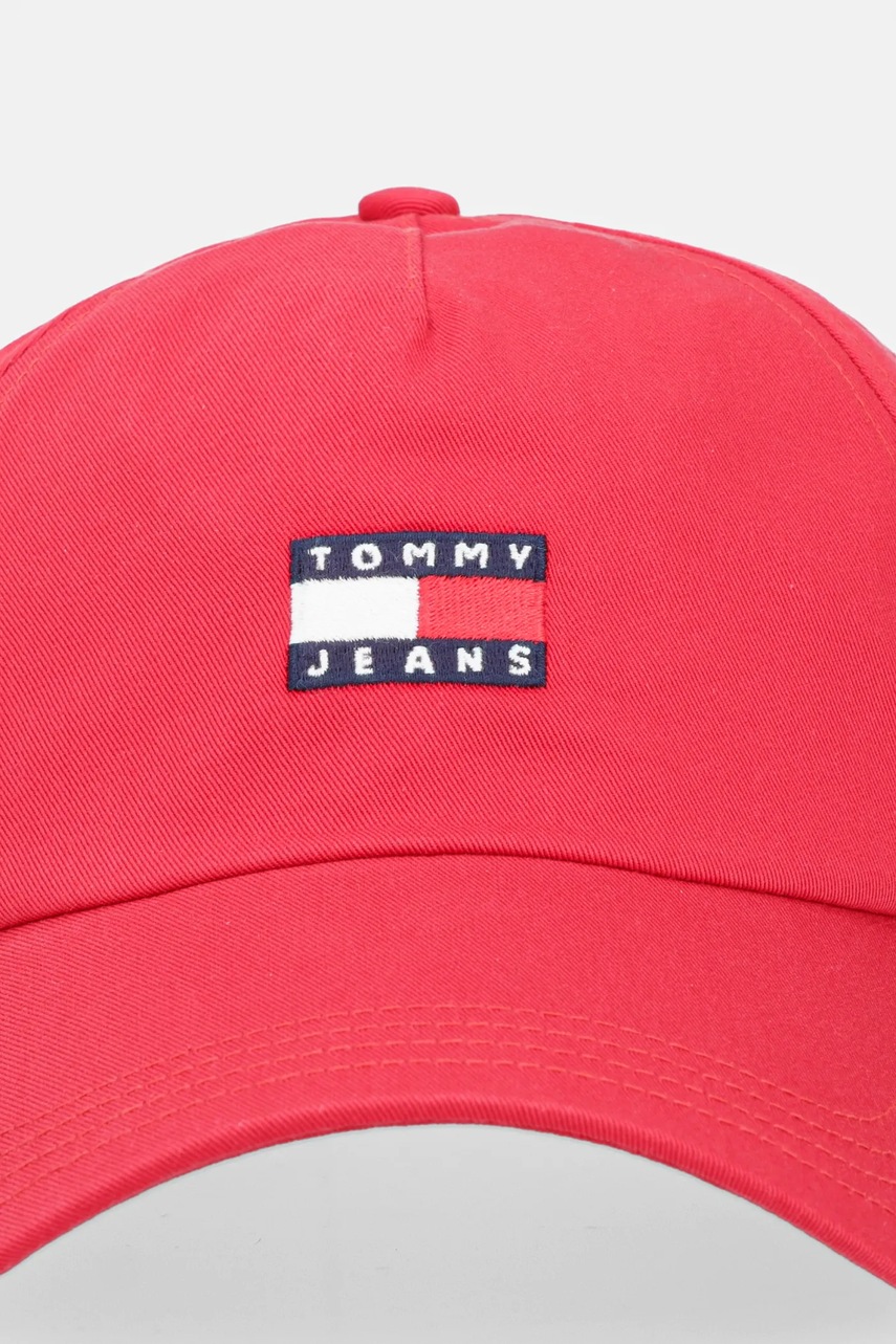 Хлопковая кепка Tommy Jeans цвет коричневый с аппликацией AM0AM12933