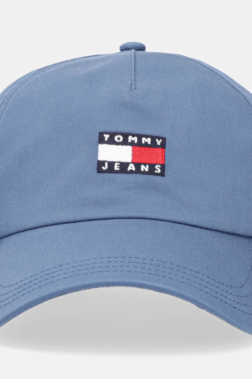 Хлопковая кепка Tommy Jeans цвет бирюзовый с аппликацией AM0AM12933 Хлопковая кепка Tommy Jeans цвет бирюзовый с аппликацией AM0AM12933