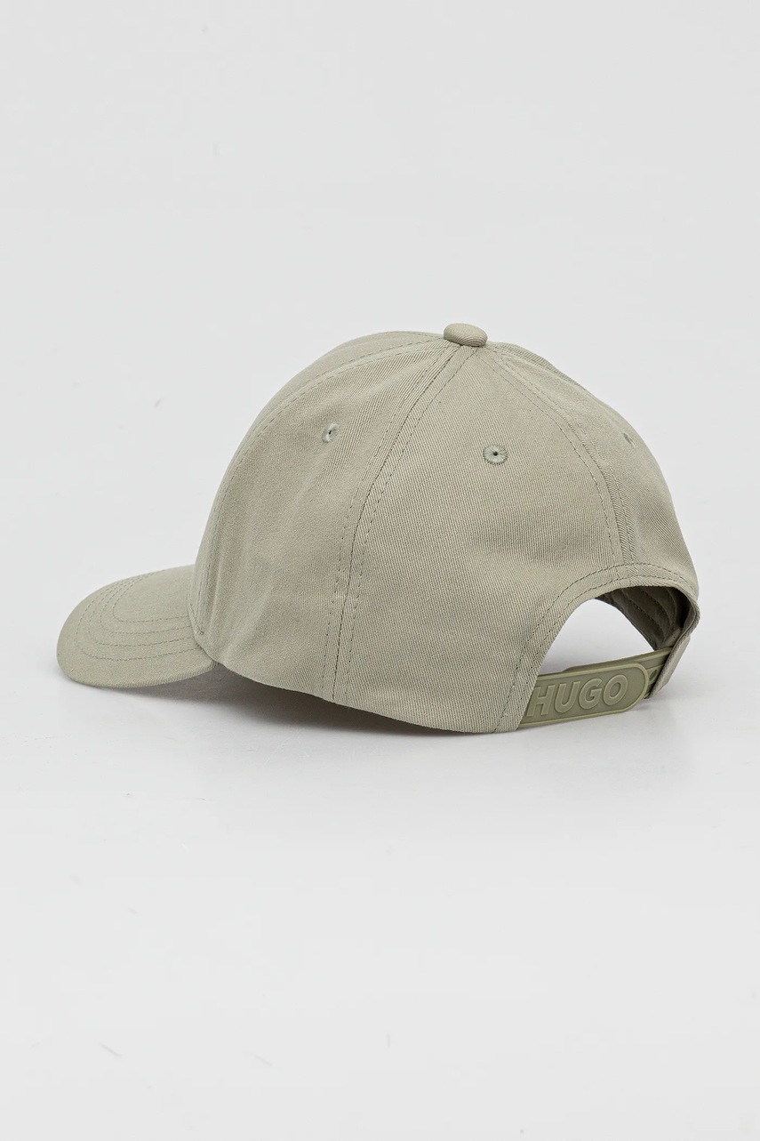Хлопковая кепка HUGO цвет зелёный с аппликацией 50533409