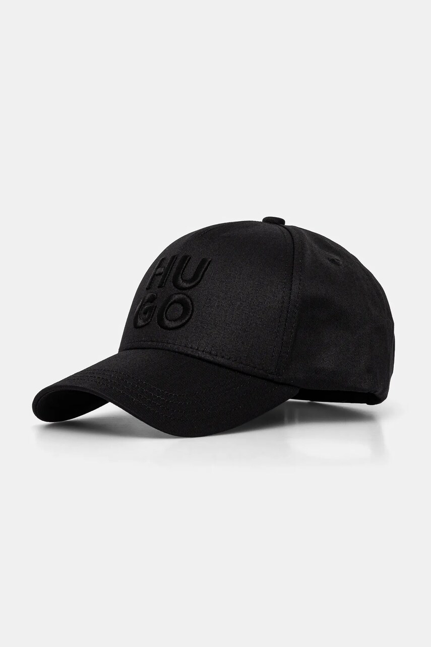 HUGO sapca de baseball din bumbac culoarea negru, cu imprimeu, 50533409