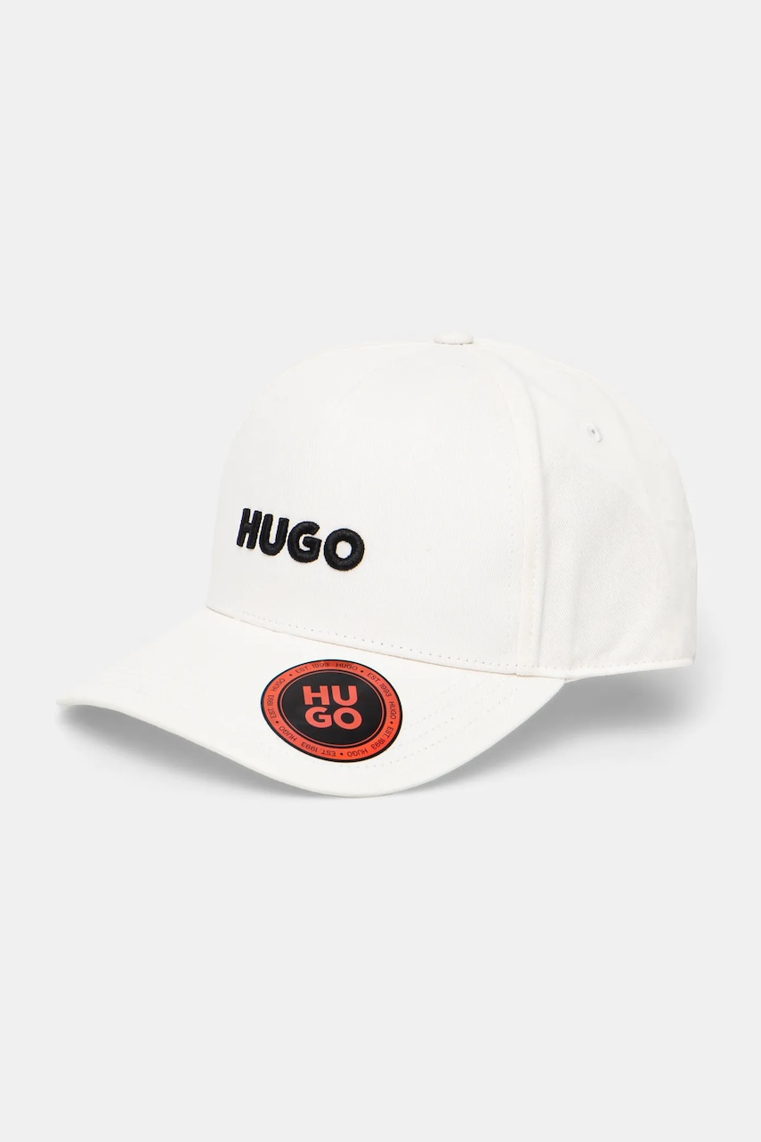 HUGO șapcă de baseball din bumbac culoarea bej, cu imprimeu, 50533410