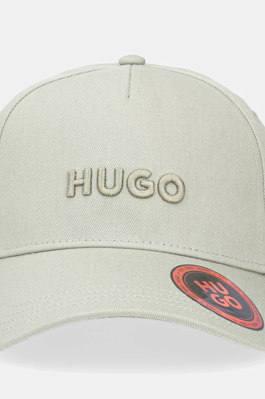 Хлопковая кепка HUGO цвет зелёный с аппликацией 50533410