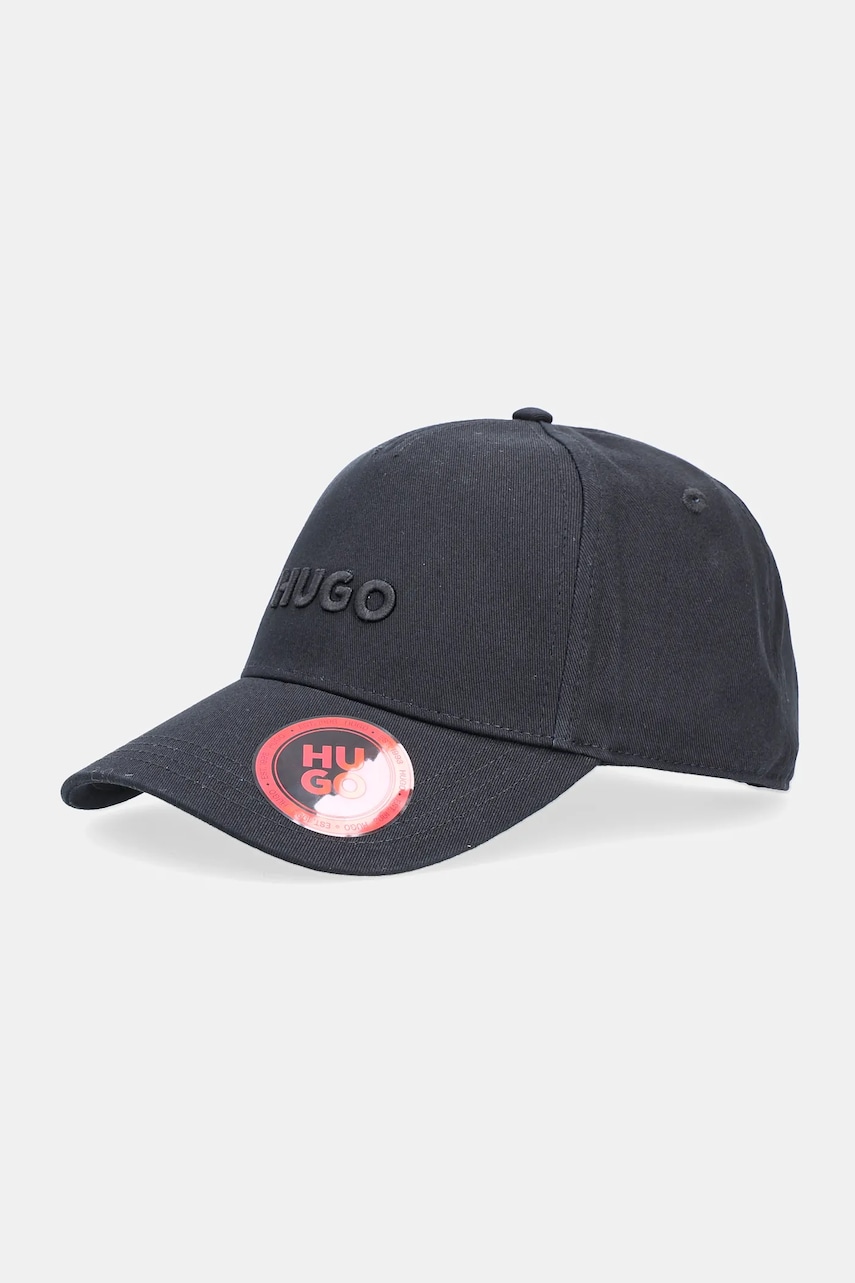 HUGO sapca de baseball din bumbac culoarea negru, cu imprimeu, 50533410