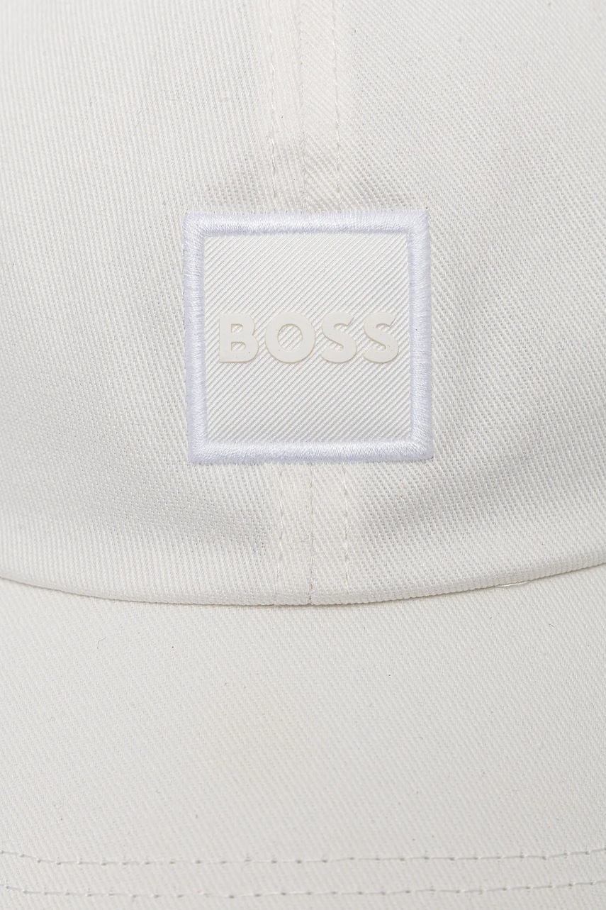 Хлопковая кепка BOSS Orange цвет белый с аппликацией 50535555