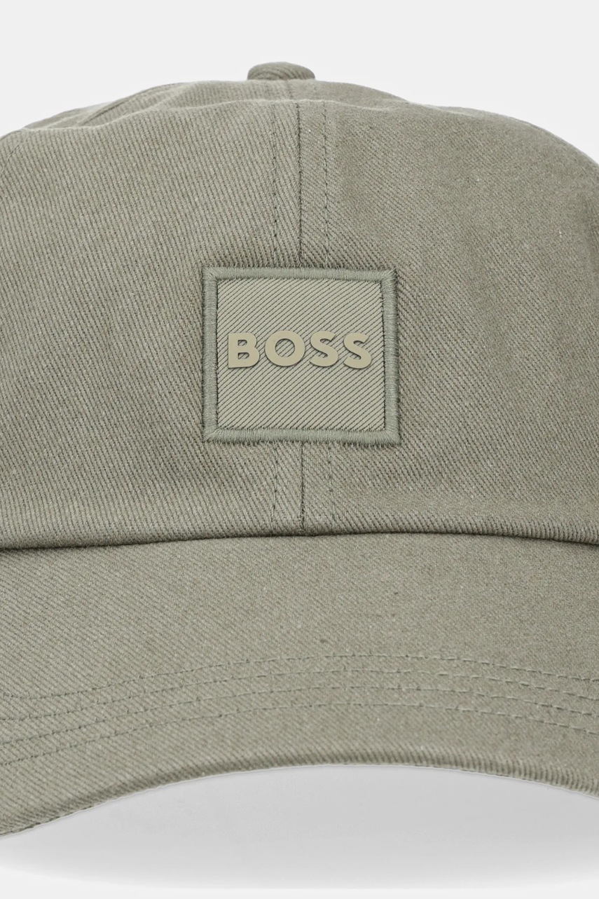 Хлопковая кепка BOSS Orange цвет зелёный с аппликацией 50535555