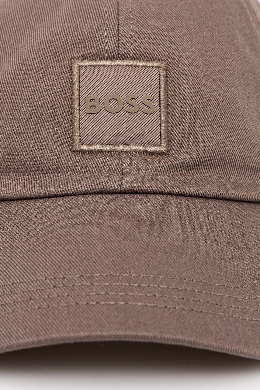 Хлопковая кепка BOSS Orange цвет коричневый с аппликацией 50535555
