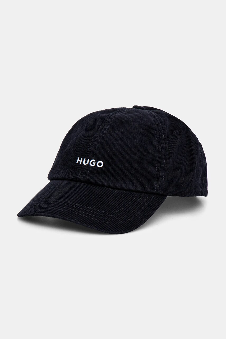 HUGO șapcă de baseball din catifea culoarea bleumarin, cu imprimeu, 50533412