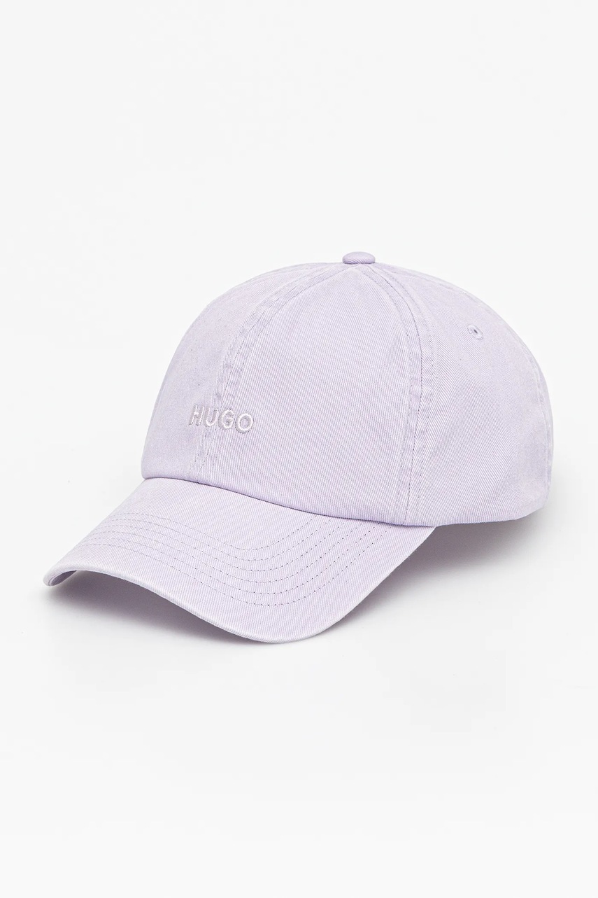 HUGO șapcă de baseball din bumbac culoarea violet, neted, 50533423