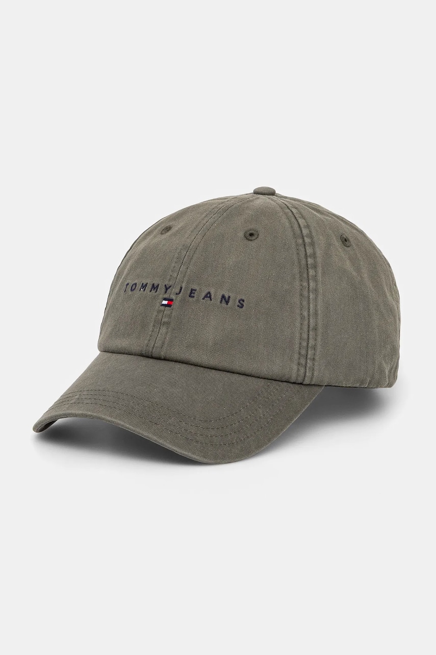 Tommy Jeans șapcă de baseball din bumbac culoarea verde, cu imprimeu, AM0AM13355 Tommy Jeans șapcă de baseball din bumbac culoarea verde, cu imprimeu, AM0AM13355