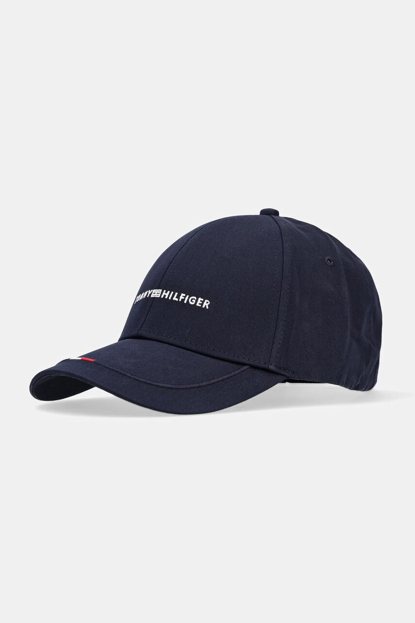 Levně Bavlněná baseballová čepice Tommy Hilfiger tmavomodrá barva, s aplikací, AM0AM13001
