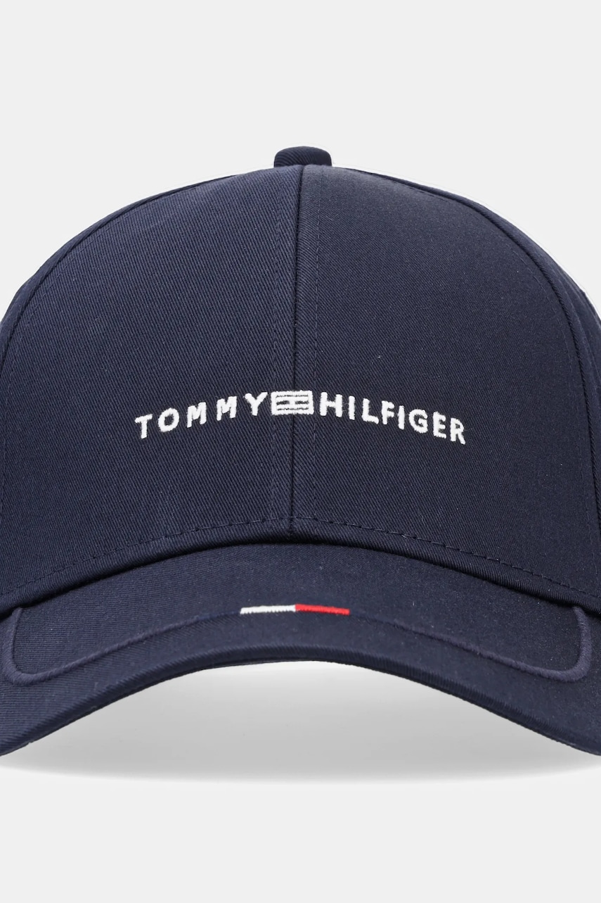 Хлопковая кепка Tommy Hilfiger цвет синий с аппликацией AM0AM13001 Хлопковая кепка Tommy Hilfiger цвет синий с аппликацией AM0AM13001