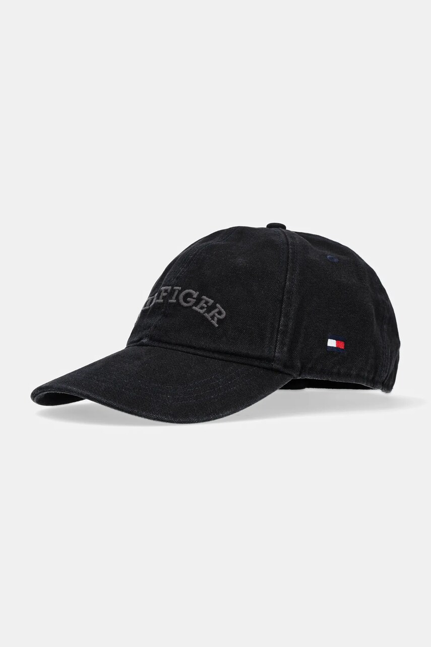 Levně Bavlněná baseballová čepice Tommy Hilfiger černá barva, s aplikací, AM0AM13003