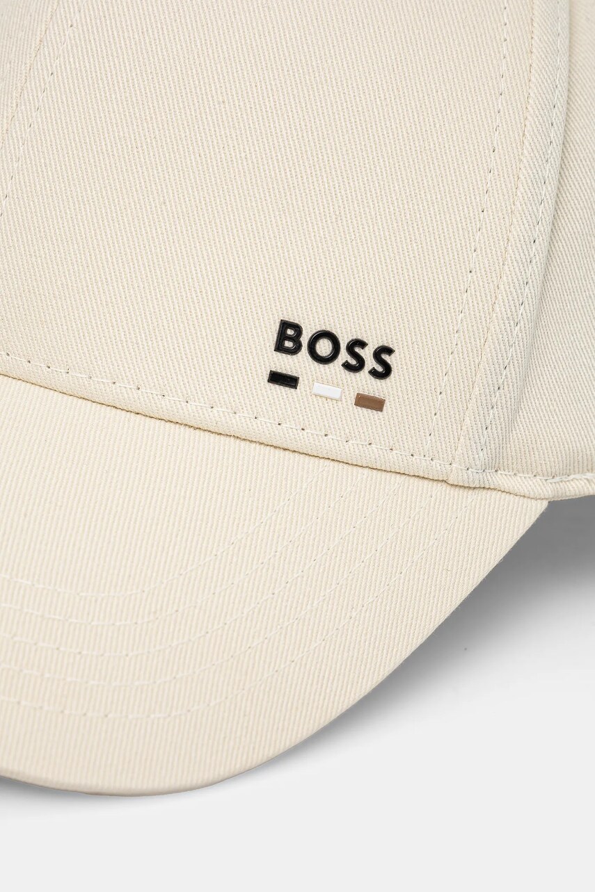 Хлопковая кепка BOSS цвет бежевый с аппликацией 50539428 Хлопковая кепка BOSS цвет бежевый с аппликацией 50539428