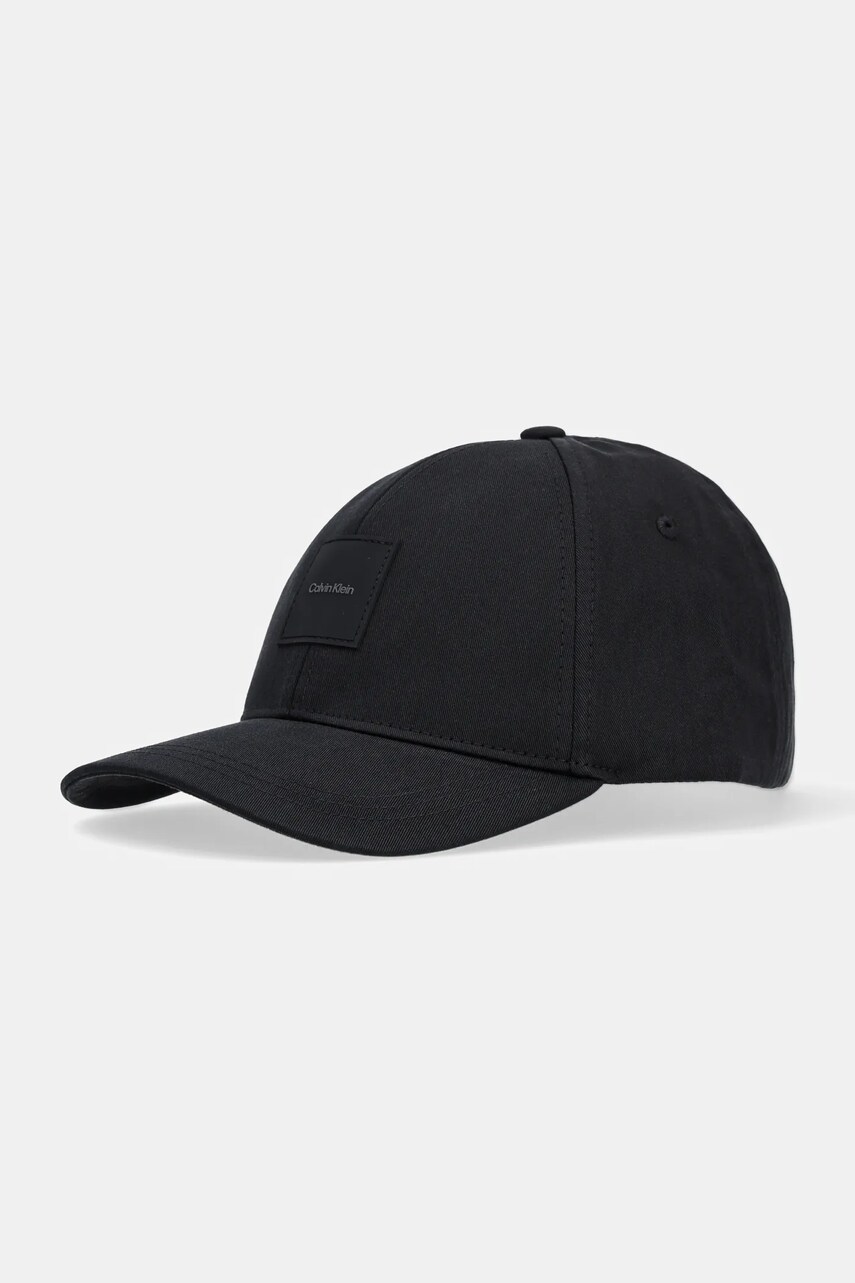 Levně Bavlněná baseballová čepice Calvin Klein černá barva, s aplikací, K50K512616