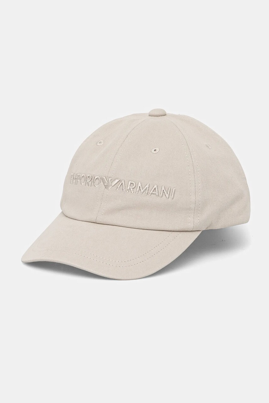 Emporio Armani șapcă de baseball din bumbac culoarea gri, cu imprimeu, EM001319 AF14032