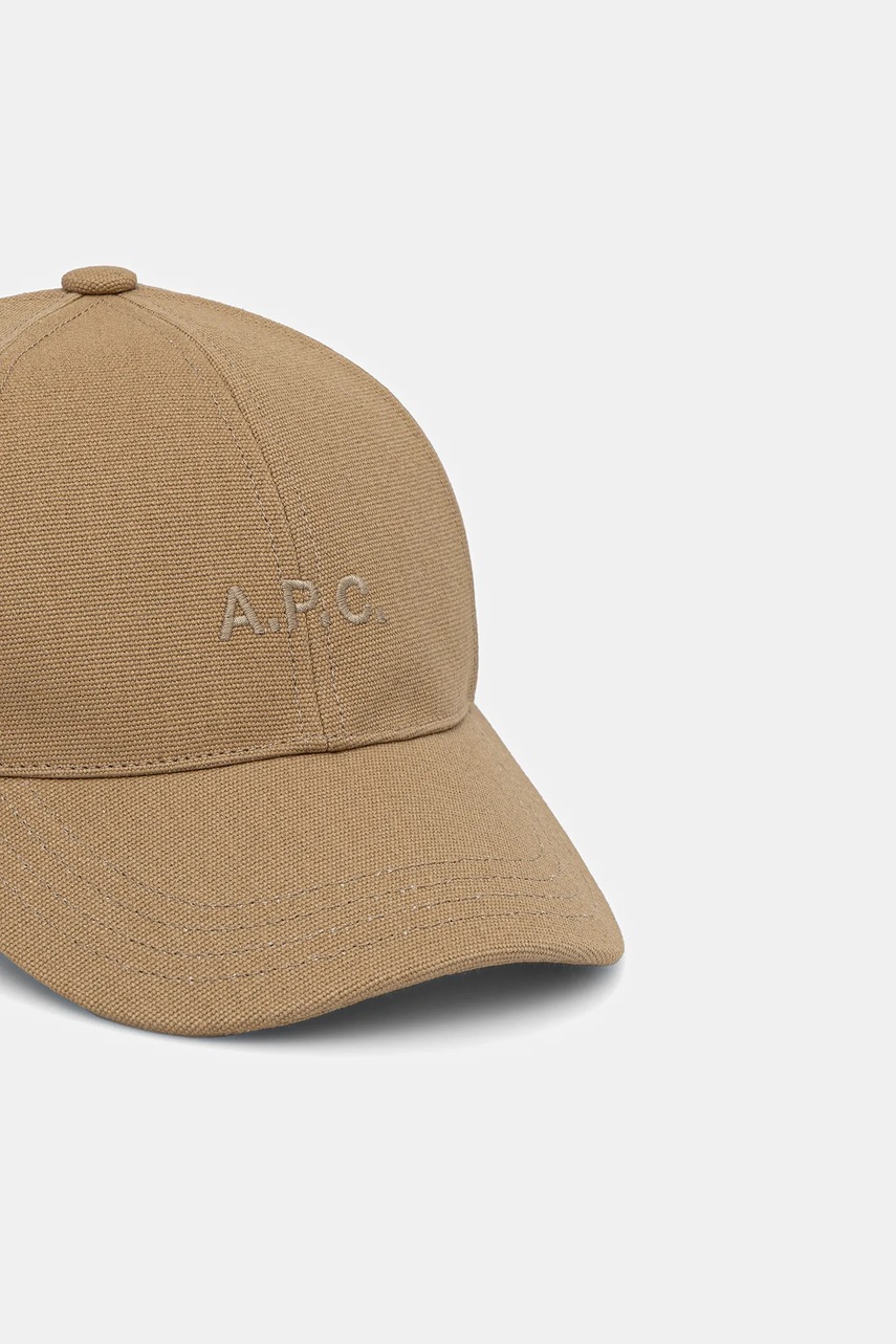 Хлопковая кепка A.P.C. casquette charlie цвет бежевый однотонная COGYX.M24069