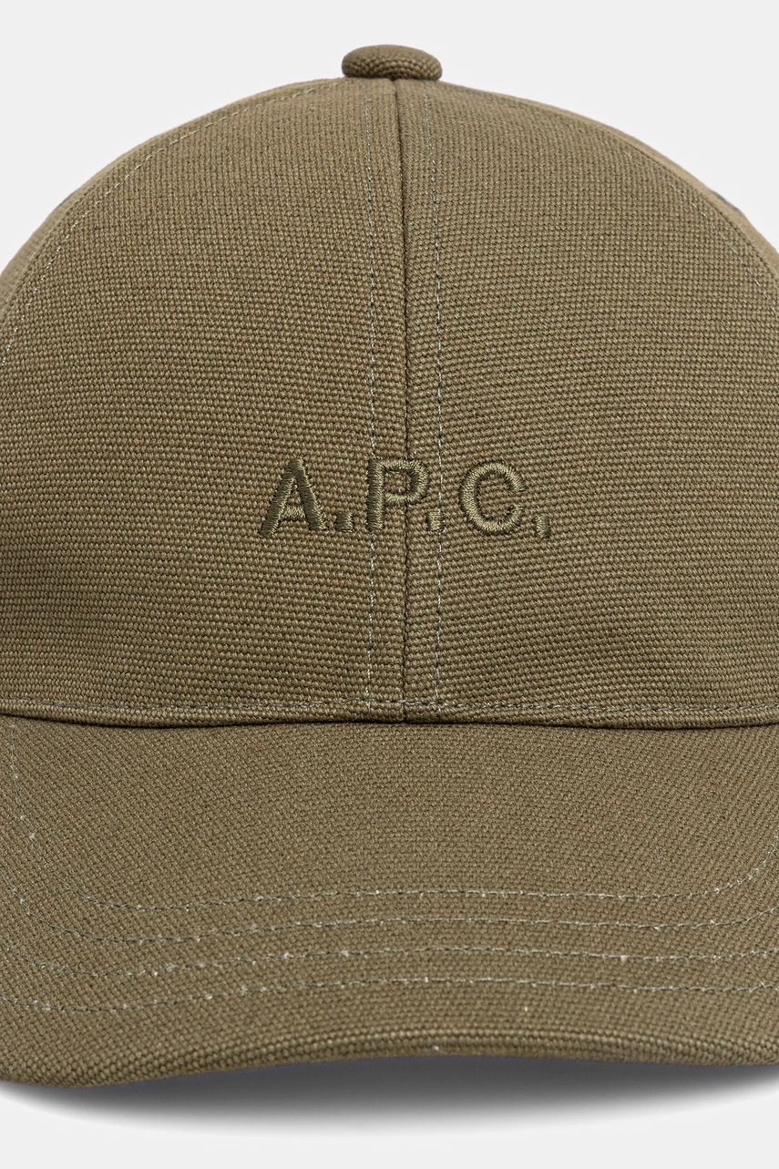 Хлопковая кепка A.P.C. casquette charlie цвет зелёный однотонная COGYX.M24069