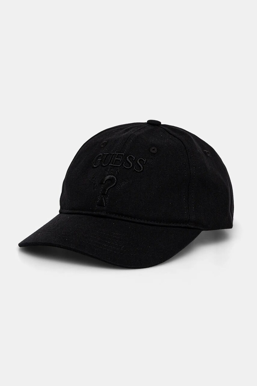 Levně Bavlněná baseballová čepice Guess EMBROIDERED černá barva, s aplikací, M5RZ11 WO07T