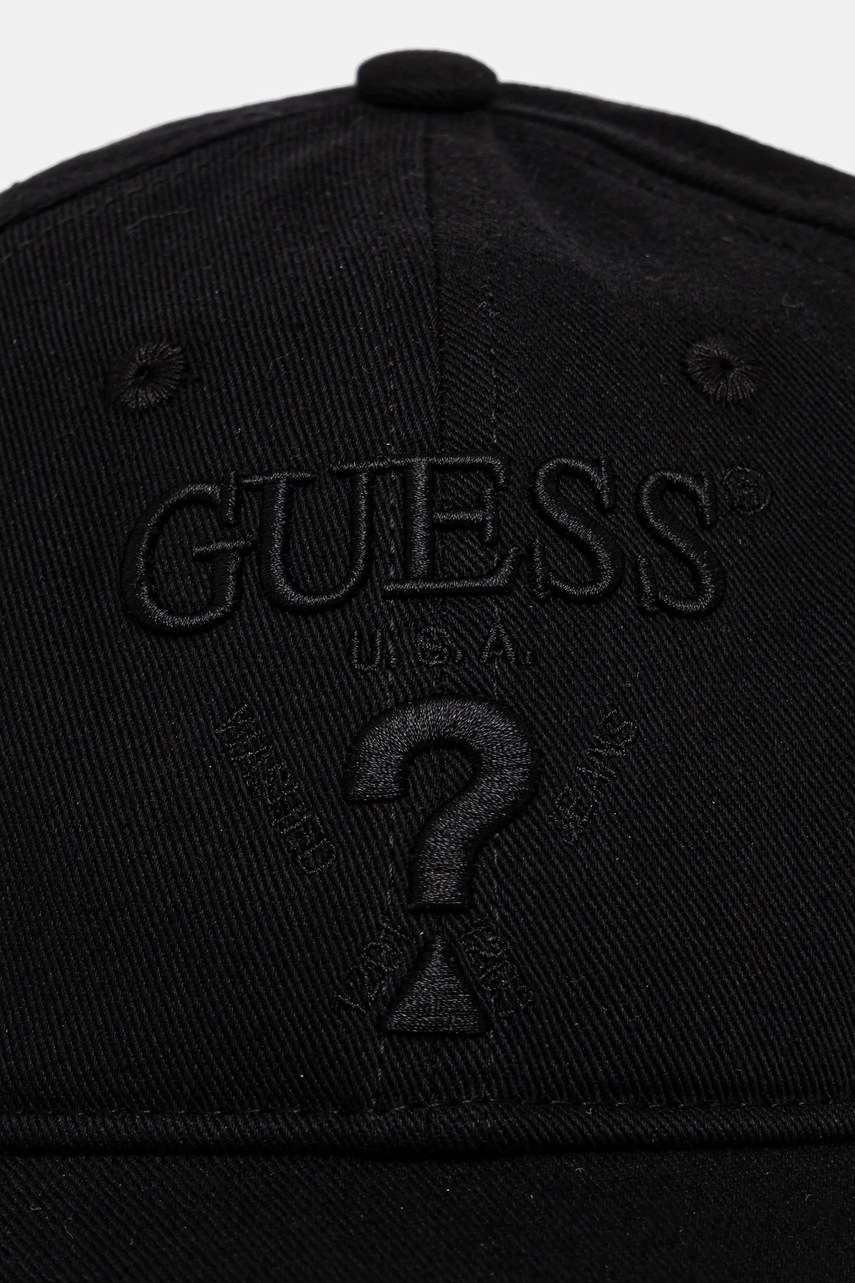 Хлопковая кепка Guess EMBROIDERED цвет чёрный с аппликацией M5RZ11 WO07T Хлопковая кепка Guess EMBROIDERED цвет чёрный с аппликацией M5RZ11 WO07T
