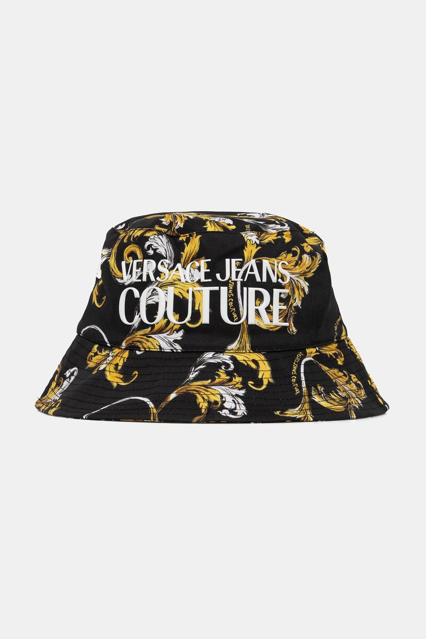 Levně Bavlněný klobouk Versace Jeans Couture pánská, černá barva, 78GAZK06 ZG364