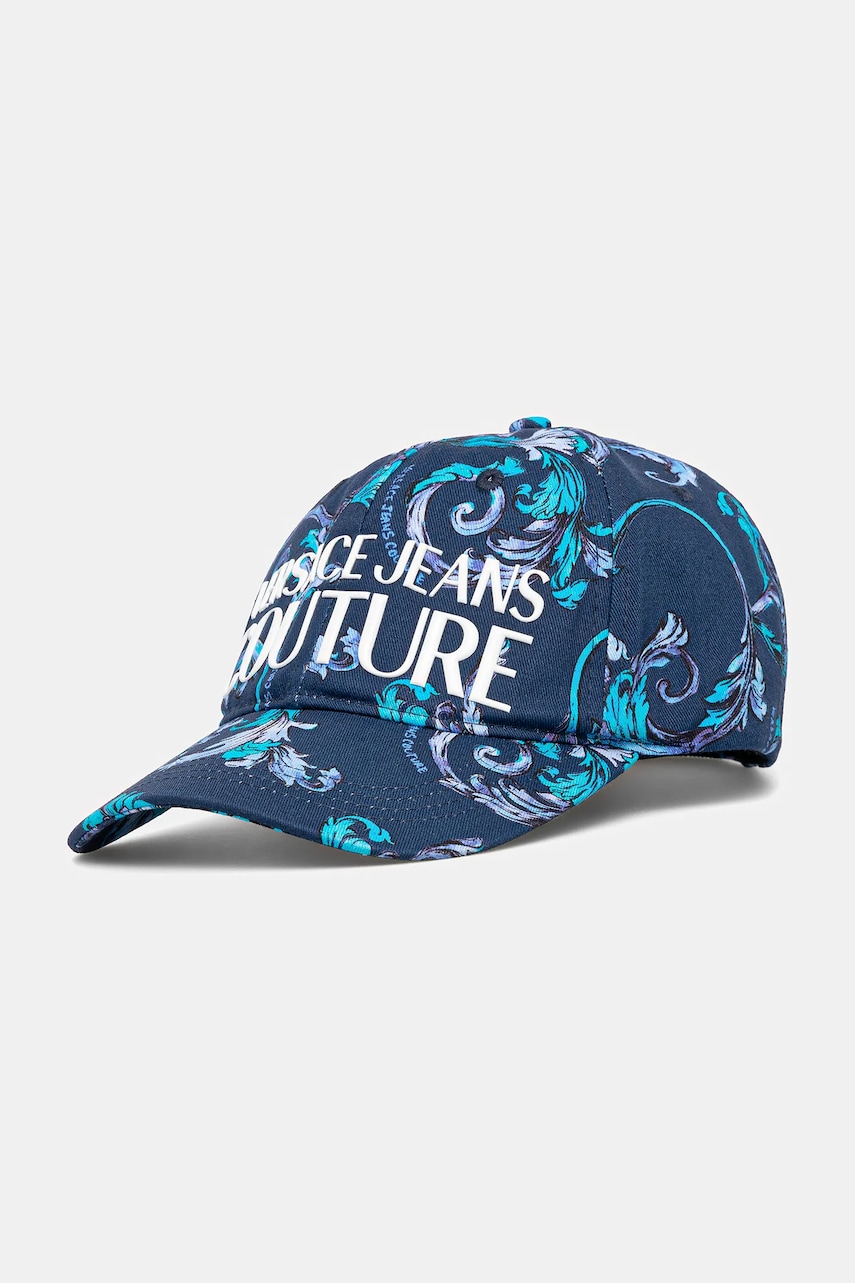 Versace Jeans Couture șapcă de baseball din bumbac bărbați, culoarea bleumarin, cu imprimeu, 78GAZK10 ZG364 Versace Jeans Couture șapcă de baseball din bumbac bărbați, culoarea bleumarin, cu imprimeu, 78GAZK10 ZG364