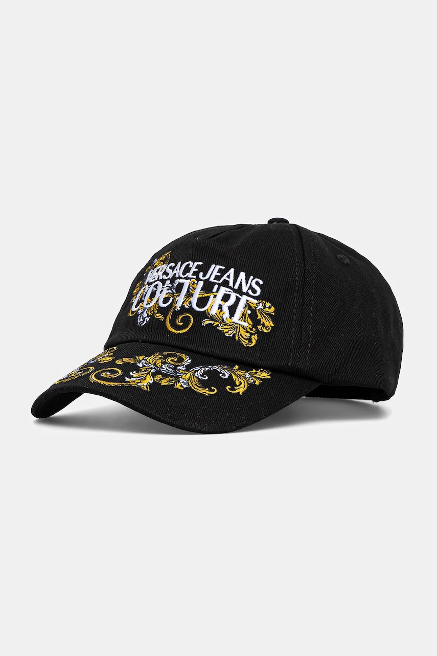 Versace Jeans Couture șapcă de baseball din bumbac bărbați, culoarea negru, cu imprimeu, 78GAZK17 ZG367 Versace Jeans Couture șapcă de baseball din bumbac bărbați, culoarea negru, cu imprimeu, 78GAZK17 ZG367